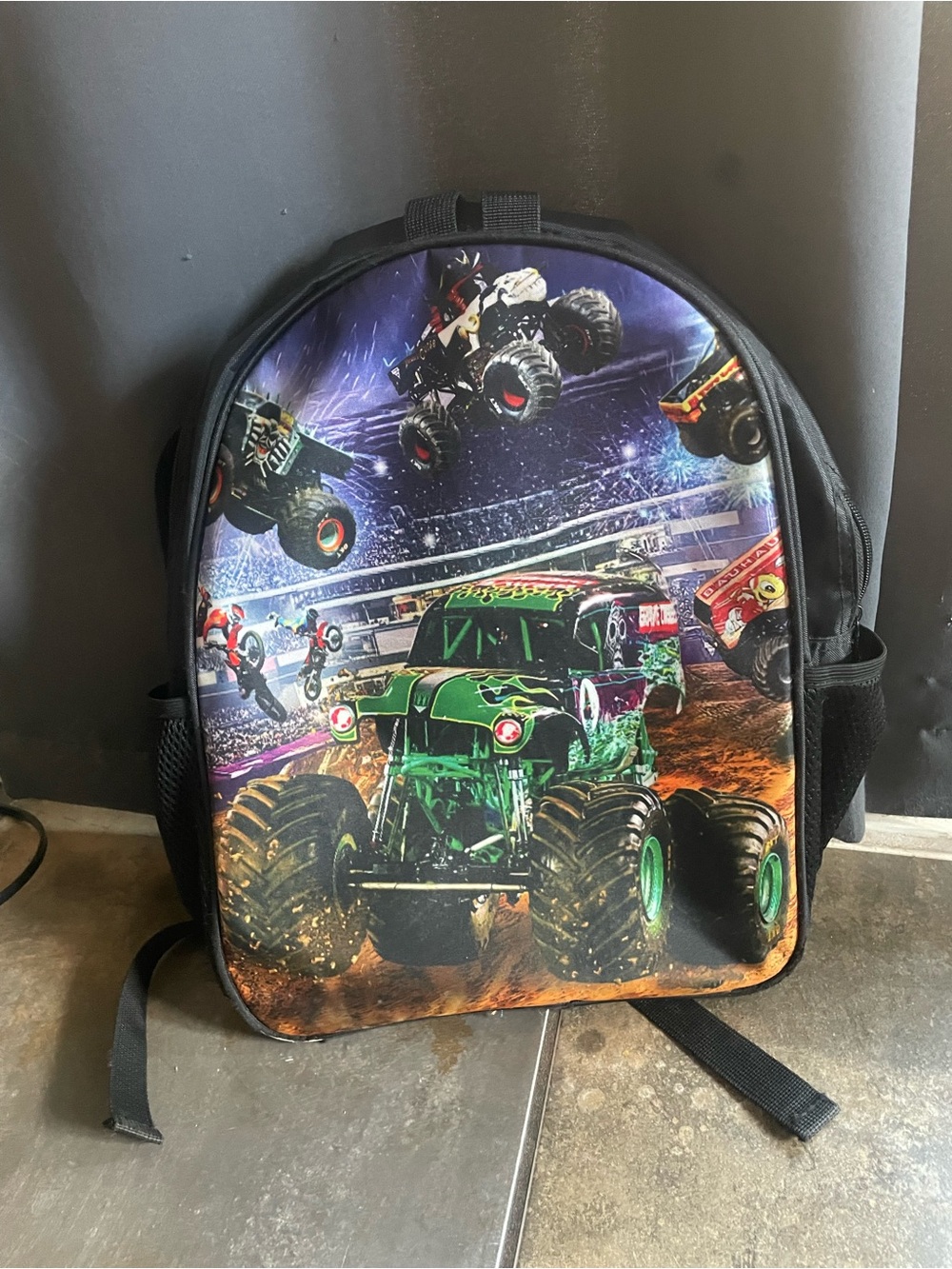 Monster Truck Kids Backpack – Green Design